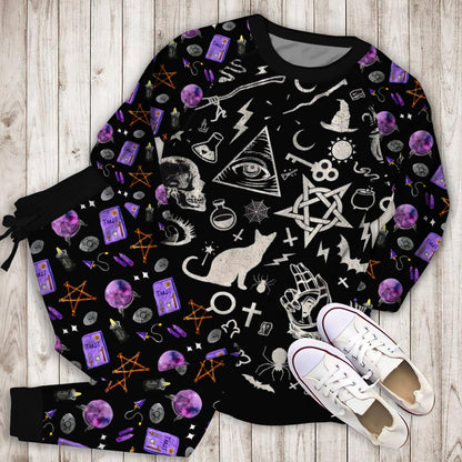 Elements Of Witchcraft Inspired By Wicca Pajama Set |Sleepwear Pjs Sets | Raglan Shirt Pants Set
