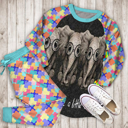 Autism Elephant Pajama Set | Pajamas | Cotton Sleepwear Sets | Soft Long Sleeve Pjs | Raglan Shirt and Pants Set