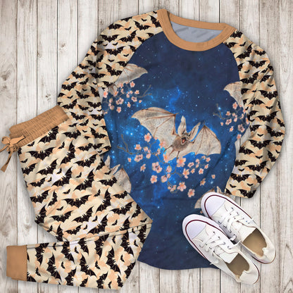 Bat Night Pajama Set | Pajamas | Cotton Sleepwear Sets | Soft Long Sleeve Pjs | Raglan Shirt and Pants Set