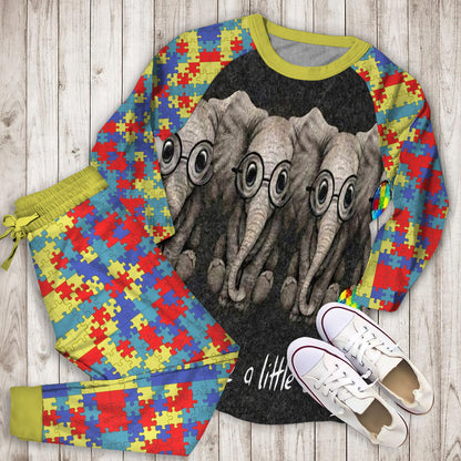 Autism Elephant Pajama Set | Pajamas | Cotton Sleepwear Sets | Soft Long Sleeve Pjs | Raglan Shirt and Pants Set