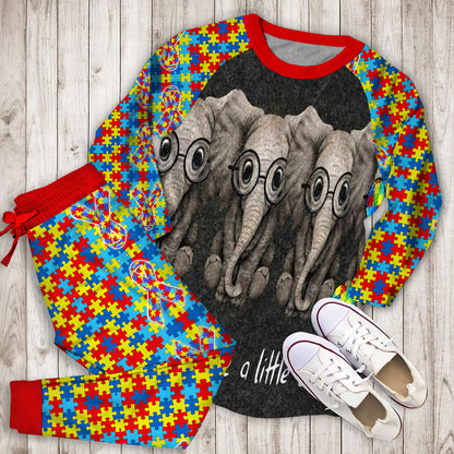 Autism Elephant Pajama Set | Pajamas | Cotton Sleepwear Sets | Soft Long Sleeve Pjs | Raglan Shirt and Pants Set