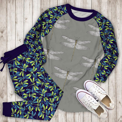 Dragonfly Pajama Set | Pajamas | Cotton Sleepwear Sets | Soft Long Sleeve Pjs | Raglan Shirt and Pants Set