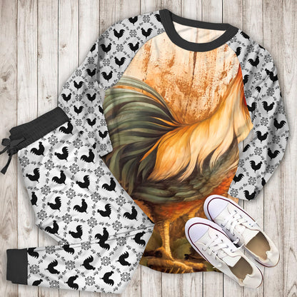 Rooster Knowledge Personalized Name Pajama Set |Sleepwear Pjs Sets | Raglan Shirt Pants Set