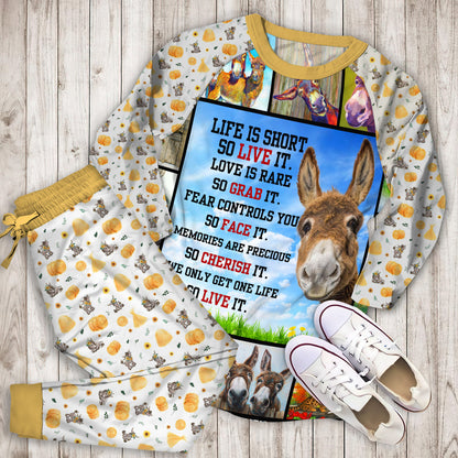 Donkey Song For Pajama Set |Sleepwear Pjs Sets | Raglan Shirt Pants Set