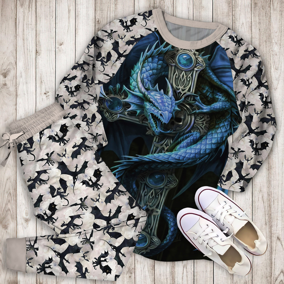 Dragon Pajama Set | Pajamas | Cotton Sleepwear Sets | Soft Long Sleeve Pjs | Raglan Shirt and Pants Set