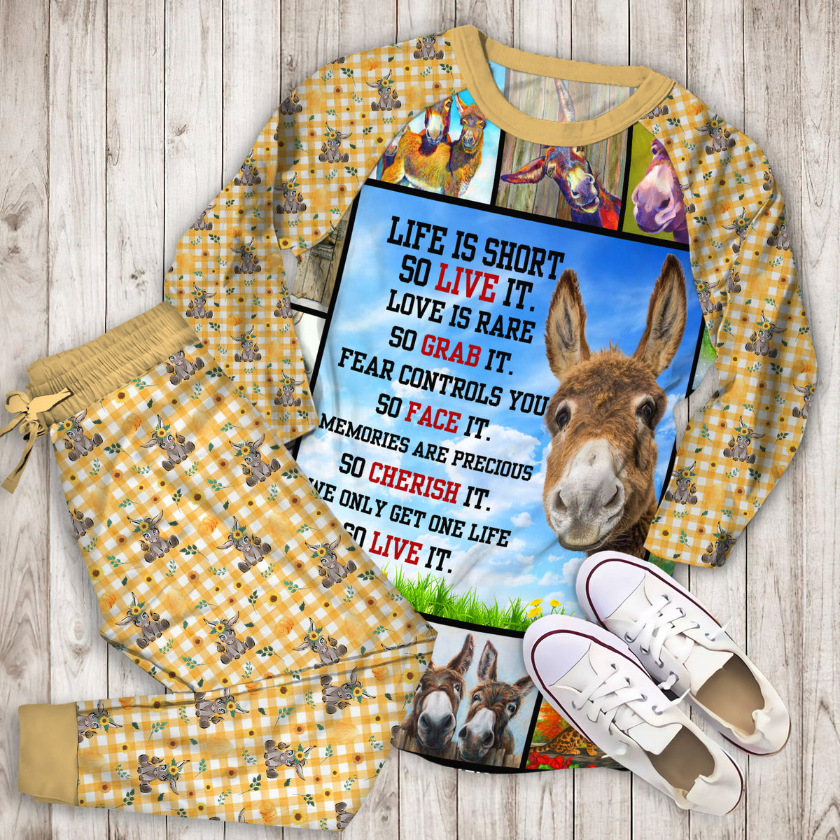 Donkey Song For Pajama Set |Sleepwear Pjs Sets | Raglan Shirt Pants Set