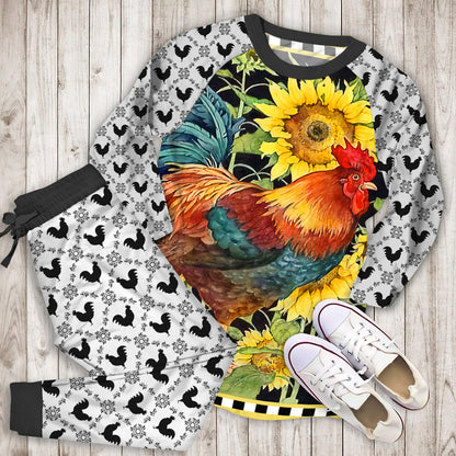 Rustic Rooster Pajama Set | Pajamas | Cotton Sleepwear Sets | Soft Long Sleeve Pjs | Raglan Shirt and Pants Set