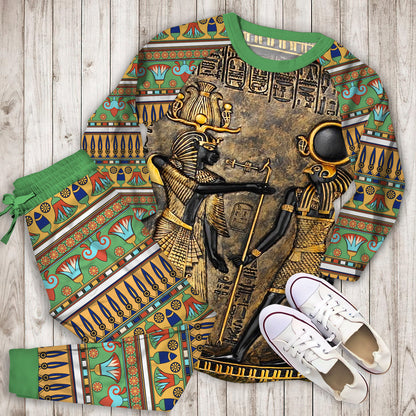 Ancient Egypt Pajama Set |Sleepwear Pjs Sets | Raglan Shirt Pants Set