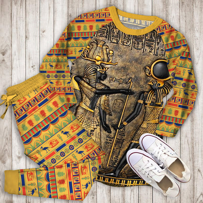 Ancient Egypt Pajama Set |Sleepwear Pjs Sets | Raglan Shirt Pants Set