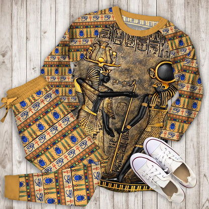 Ancient Egypt Pajama Set |Sleepwear Pjs Sets | Raglan Shirt Pants Set