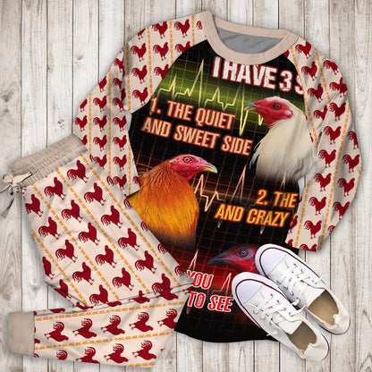 Rooster I Have Personalized Name Pajama Set |Sleepwear Pjs Sets | Raglan Shirt Pants Set