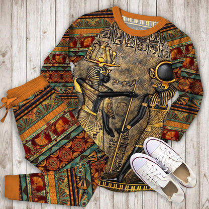 Ancient Egypt Pajama Set |Sleepwear Pjs Sets | Raglan Shirt Pants Set