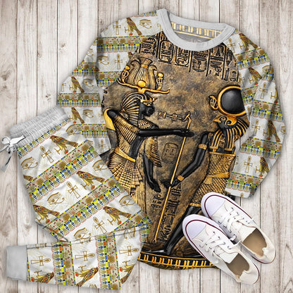 Ancient Egypt Pajama Set |Sleepwear Pjs Sets | Raglan Shirt Pants Set