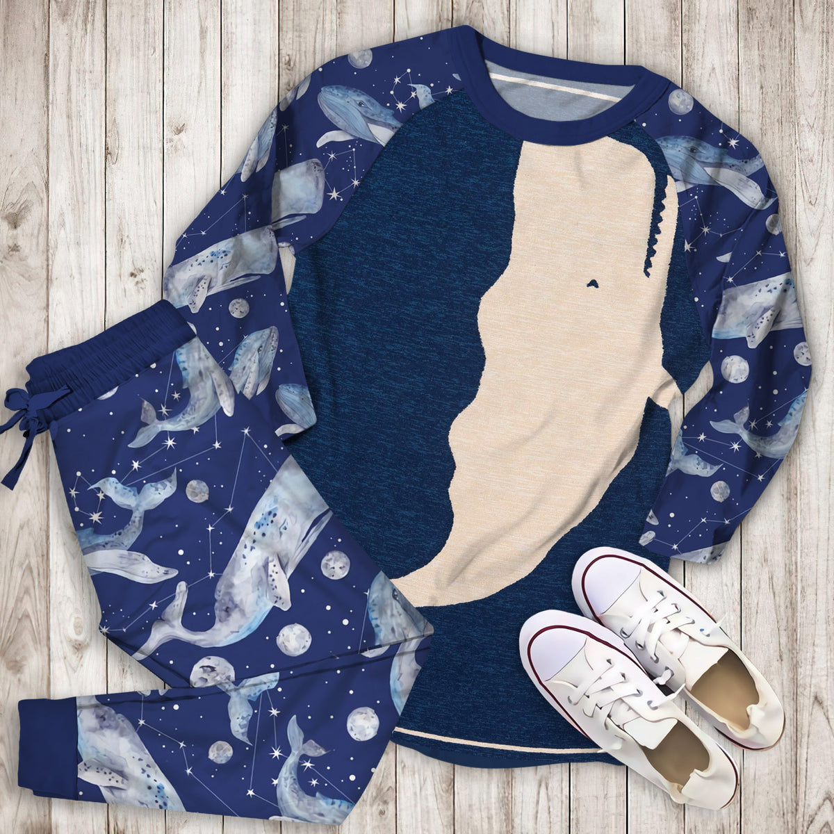 Whale Pajama Set | Pajamas | Cotton Sleepwear Sets | Soft Long Sleeve Pjs | Raglan Shirt and Pants Set