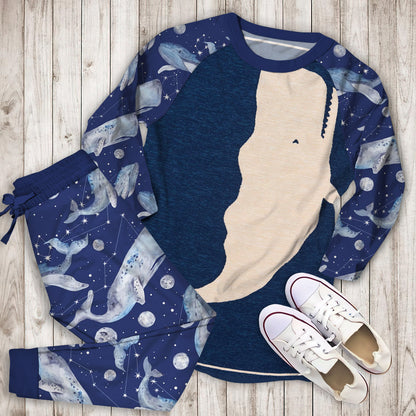 Whale Pajama Set | Pajamas | Cotton Sleepwear Sets | Soft Long Sleeve Pjs | Raglan Shirt and Pants Set