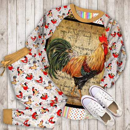 Rooster Pajama Set | Pajamas | Cotton Sleepwear Sets | Soft Long Sleeve Pjs | Raglan Shirt and Pants Set