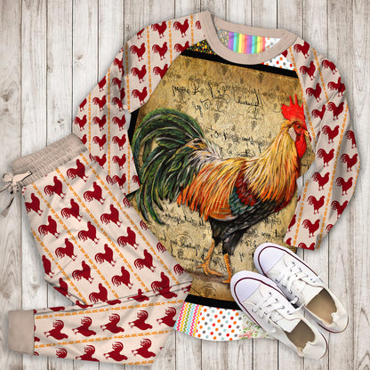 Rooster Pajama Set | Pajamas | Cotton Sleepwear Sets | Soft Long Sleeve Pjs | Raglan Shirt and Pants Set