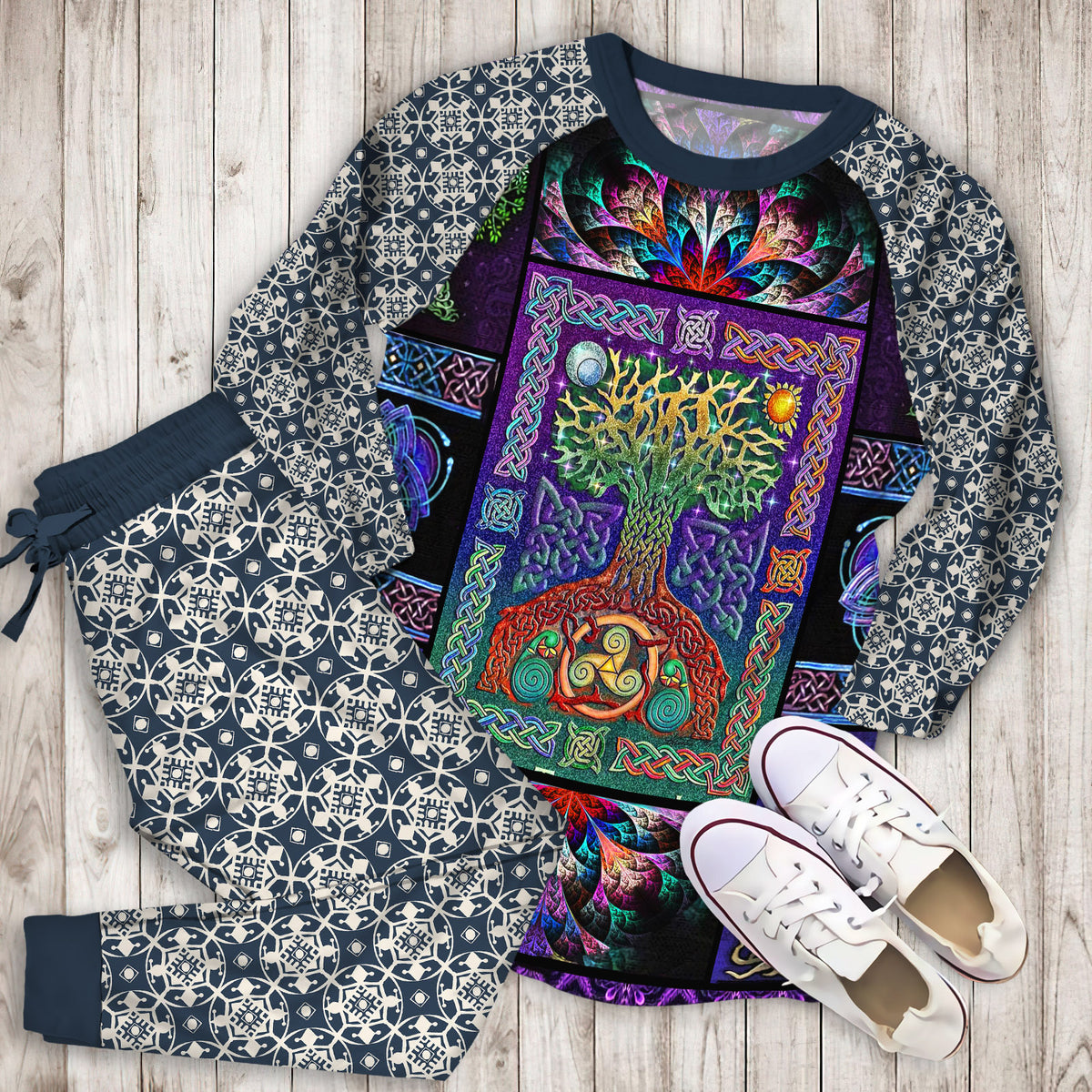 Celtic Pajama Set | Pajamas | Cotton Sleepwear Sets | Soft Long Sleeve Pjs | Raglan Shirt and Pants Set