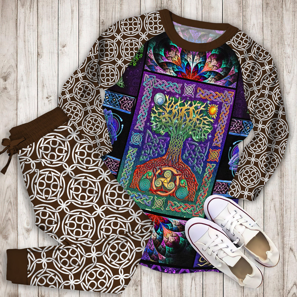 Celtic Pajama Set | Pajamas | Cotton Sleepwear Sets | Soft Long Sleeve Pjs | Raglan Shirt and Pants Set