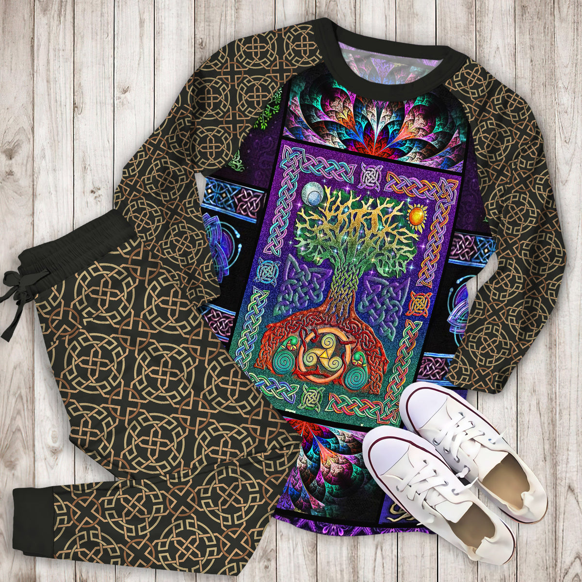 Celtic Pajama Set | Pajamas | Cotton Sleepwear Sets | Soft Long Sleeve Pjs | Raglan Shirt and Pants Set