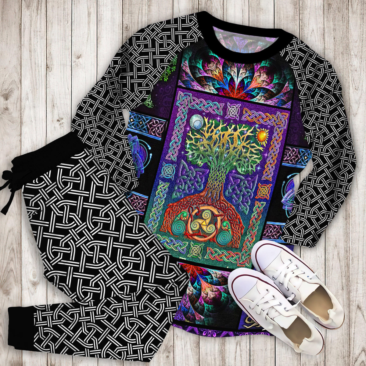 Celtic Pajama Set | Pajamas | Cotton Sleepwear Sets | Soft Long Sleeve Pjs | Raglan Shirt and Pants Set