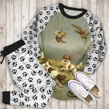 Dog Duck Hunting Pajama Set | Pajamas | Cotton Sleepwear Sets | Soft Long Sleeve Pjs | Raglan Shirt and Pants Set