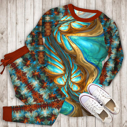 Abstract Pajama Set | Pajamas | Cotton Sleepwear Sets | Soft Long Sleeve Pjs | Raglan Shirt and Pants Set