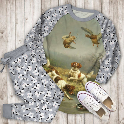 Dog Duck Hunting Pajama Set | Pajamas | Cotton Sleepwear Sets | Soft Long Sleeve Pjs | Raglan Shirt and Pants Set