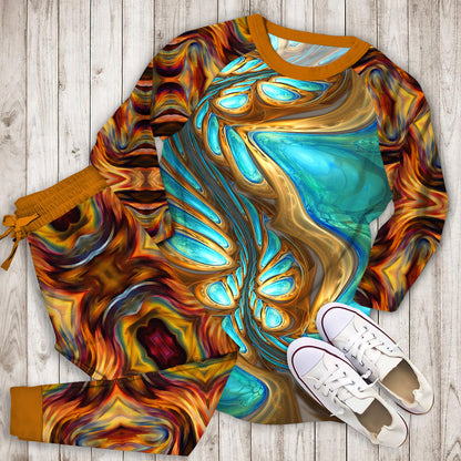 Abstract Pajama Set | Pajamas | Cotton Sleepwear Sets | Soft Long Sleeve Pjs | Raglan Shirt and Pants Set