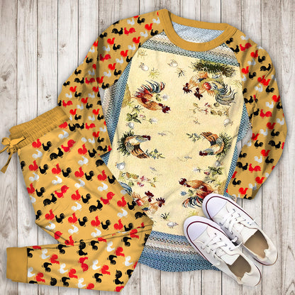 Rooster Pajama Set | Pajamas | Cotton Sleepwear Sets | Soft Long Sleeve Pjs | Raglan Shirt and Pants Set