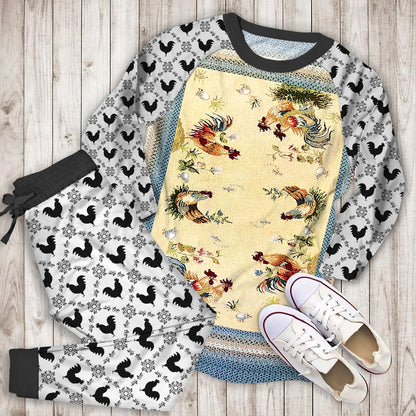 Rooster Pajama Set | Pajamas | Cotton Sleepwear Sets | Soft Long Sleeve Pjs | Raglan Shirt and Pants Set