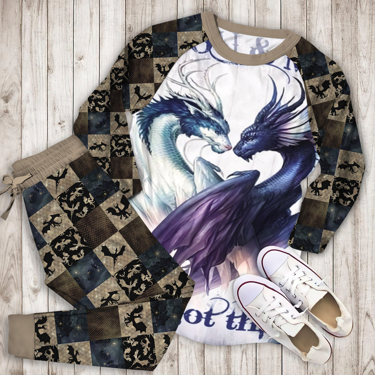 Dragon You & Me We Got This Pajama Set |Sleepwear Pjs Sets | Raglan Shirt Pants Set