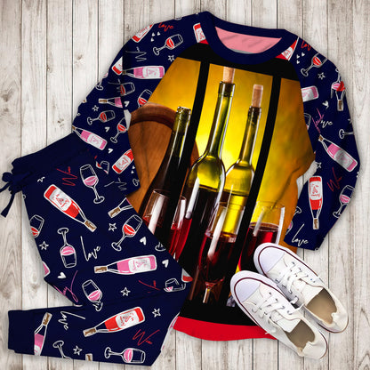 Wine Pajama Set | Pajamas | Cotton Sleepwear Sets | Soft Long Sleeve Pjs | Raglan Shirt and Pants Set