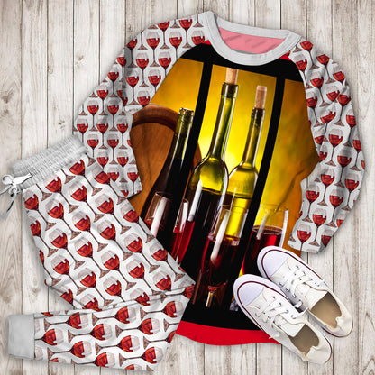 Wine Pajama Set | Pajamas | Cotton Sleepwear Sets | Soft Long Sleeve Pjs | Raglan Shirt and Pants Set