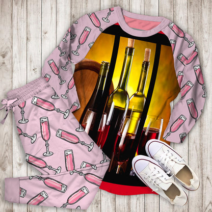 Wine Pajama Set | Pajamas | Cotton Sleepwear Sets | Soft Long Sleeve Pjs | Raglan Shirt and Pants Set