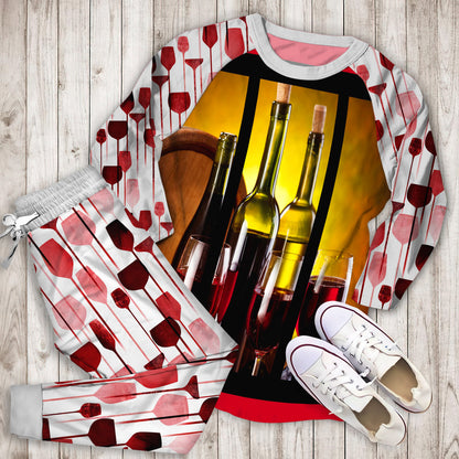 Wine Pajama Set | Pajamas | Cotton Sleepwear Sets | Soft Long Sleeve Pjs | Raglan Shirt and Pants Set