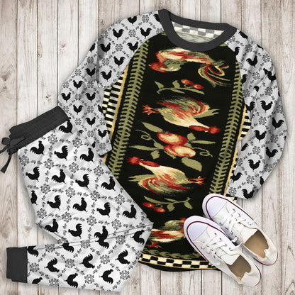 Rooster Pajama Set |Sleepwear Pjs Sets | Raglan Shirt Pants Set