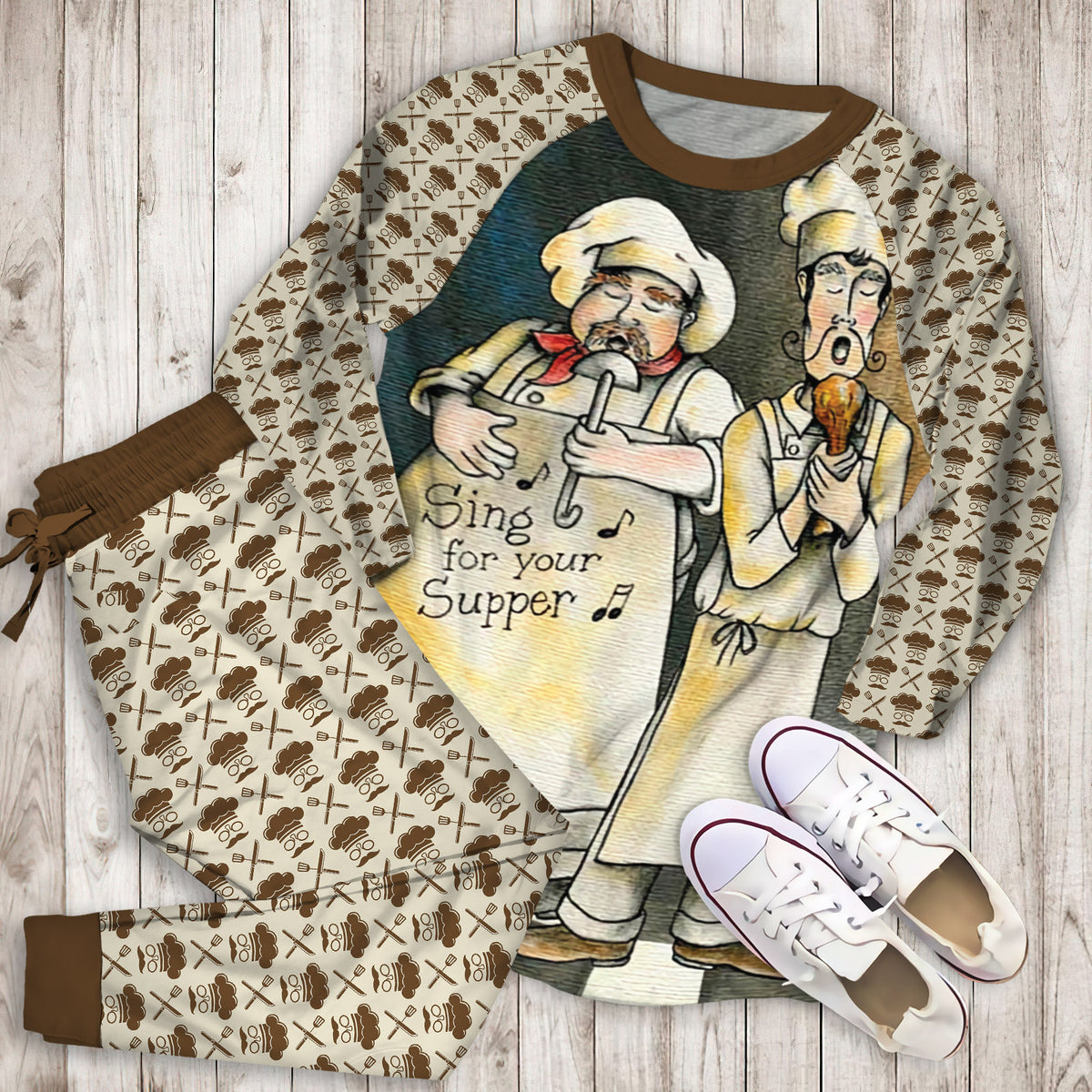 Chef Pajama Set | Pajamas | Cotton Sleepwear Sets | Soft Long Sleeve Pjs | Raglan Shirt and Pants Set