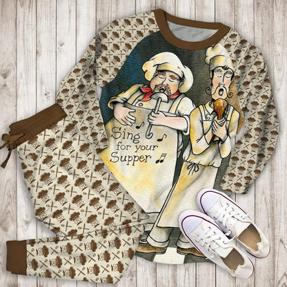 Chef Pajama Set | Pajamas | Cotton Sleepwear Sets | Soft Long Sleeve Pjs | Raglan Shirt and Pants Set