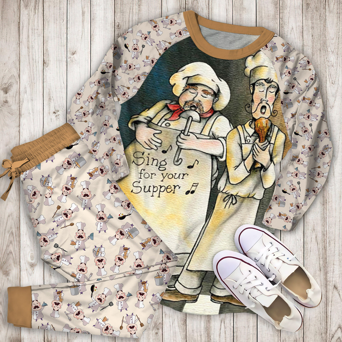 Chef Pajama Set | Pajamas | Cotton Sleepwear Sets | Soft Long Sleeve Pjs | Raglan Shirt and Pants Set