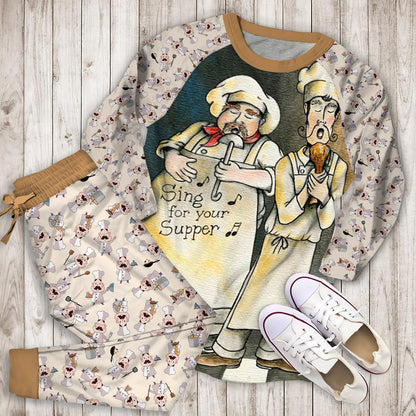 Chef Pajama Set | Pajamas | Cotton Sleepwear Sets | Soft Long Sleeve Pjs | Raglan Shirt and Pants Set