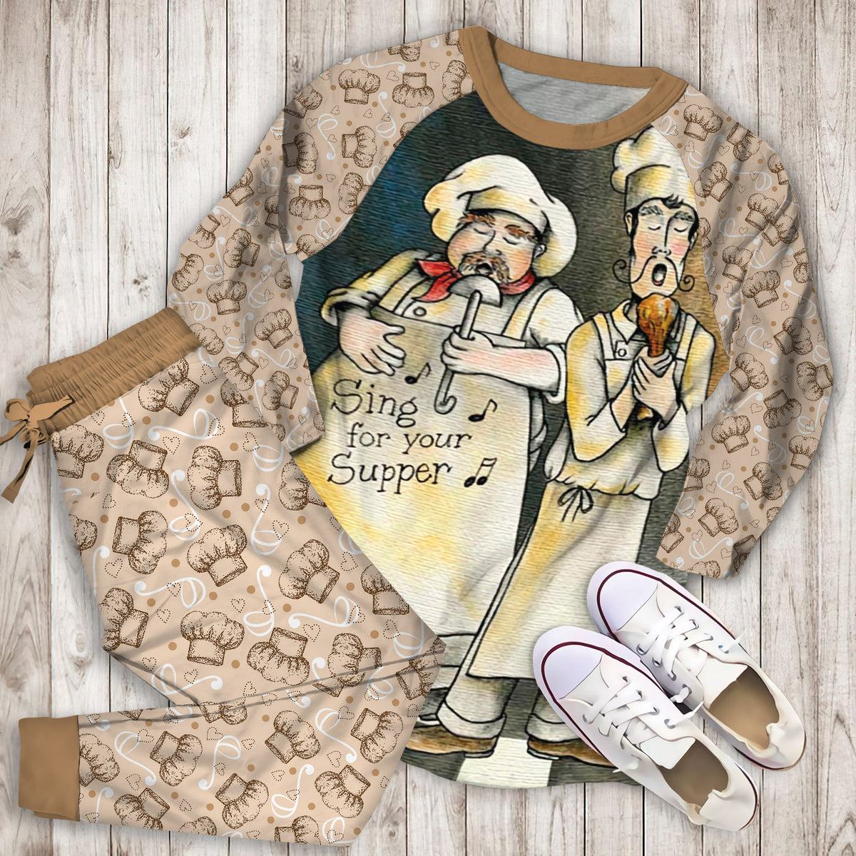 Chef Pajama Set | Pajamas | Cotton Sleepwear Sets | Soft Long Sleeve Pjs | Raglan Shirt and Pants Set