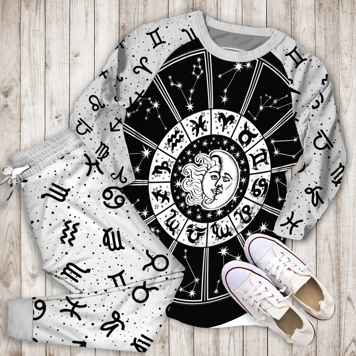 Zodiac Pajama Set |Sleepwear Pjs Sets | Raglan Shirt Pants Set
