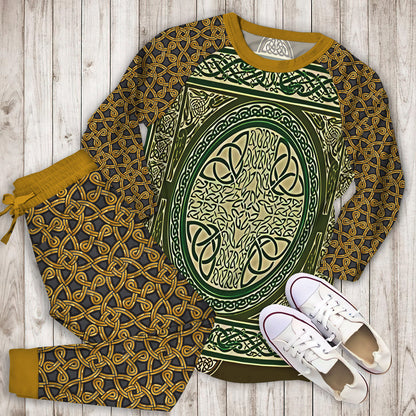 Celtic Knot Pajama Set | Pajamas | Cotton Sleepwear Sets | Soft Long Sleeve Pjs | Raglan Shirt and Pants Set