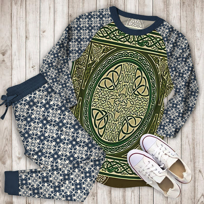 Celtic Knot Pajama Set | Pajamas | Cotton Sleepwear Sets | Soft Long Sleeve Pjs | Raglan Shirt and Pants Set