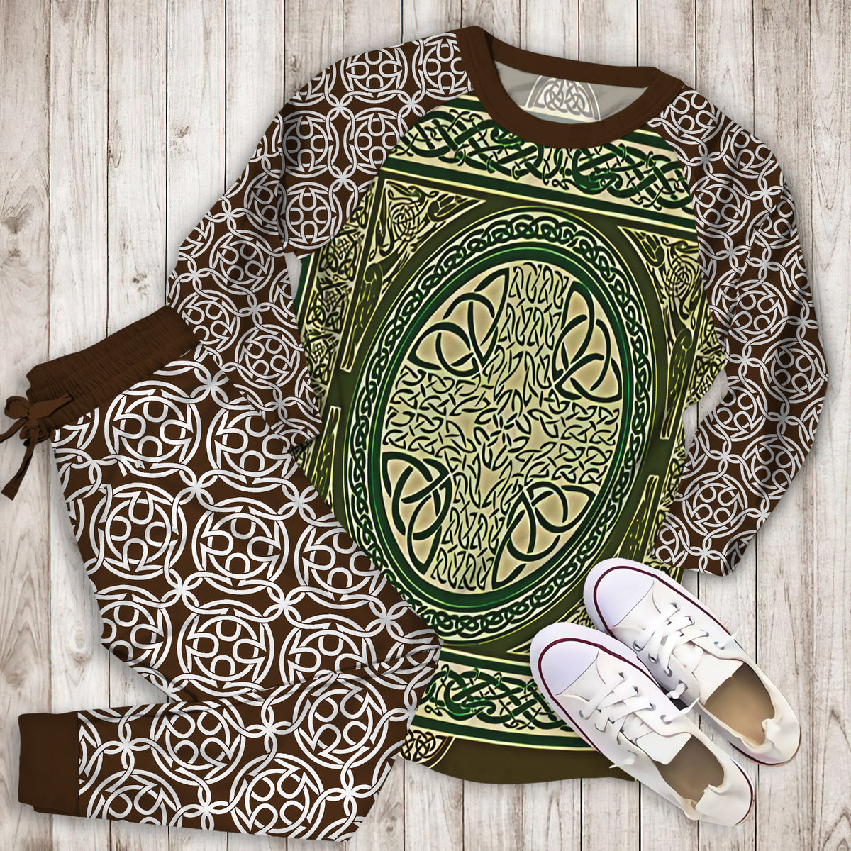 Celtic Knot Pajama Set | Pajamas | Cotton Sleepwear Sets | Soft Long Sleeve Pjs | Raglan Shirt and Pants Set