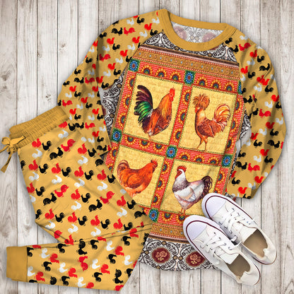 Rooster Pajama Set | Pajamas | Cotton Sleepwear Sets | Soft Long Sleeve Pjs | Raglan Shirt and Pants Set
