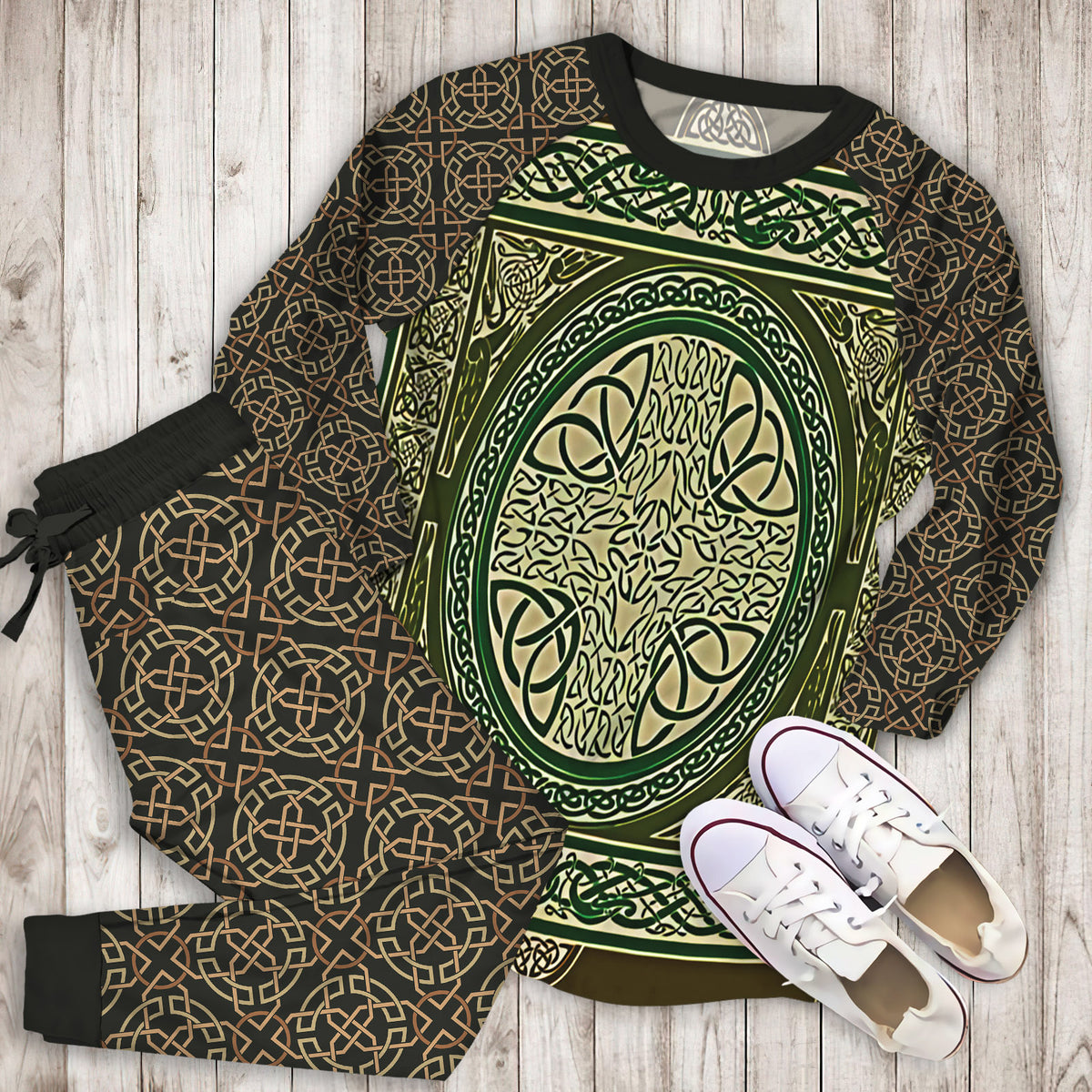 Celtic Knot Pajama Set | Pajamas | Cotton Sleepwear Sets | Soft Long Sleeve Pjs | Raglan Shirt and Pants Set