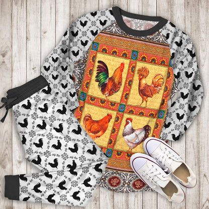 Rooster Pajama Set | Pajamas | Cotton Sleepwear Sets | Soft Long Sleeve Pjs | Raglan Shirt and Pants Set