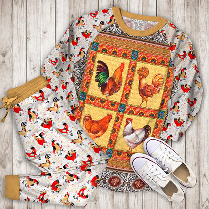 Rooster Pajama Set | Pajamas | Cotton Sleepwear Sets | Soft Long Sleeve Pjs | Raglan Shirt and Pants Set